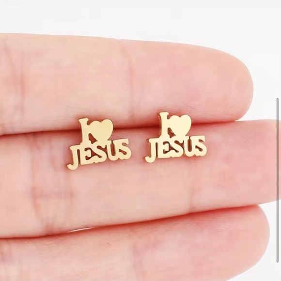 🙌🏽 ✨ 3 for $30 Rose Gold I Love Jesus Stud Earrings - Picture 4 of 4